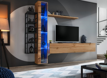 Braun Designer Wall unit Luxury Living room Furniture Complete e Set Sideboard Furniture